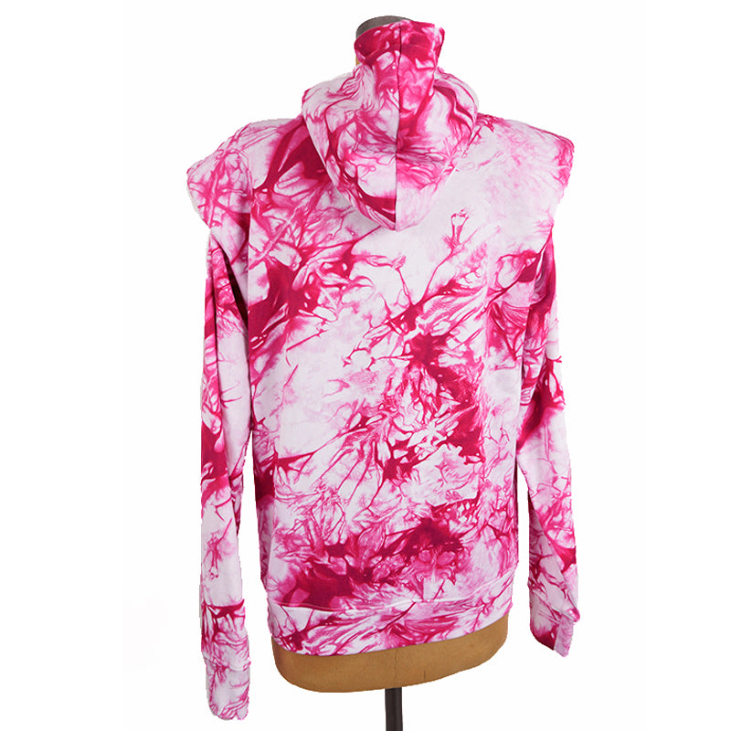 38 NEW $975 VERSACE RUNWAY Woman's PINK TIE DYE Cotton Shoulder Pad SWEATSHIRT