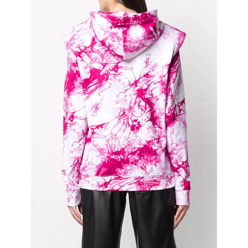 38 NEW $975 VERSACE RUNWAY Woman's PINK TIE DYE Cotton Shoulder Pad SWEATSHIRT