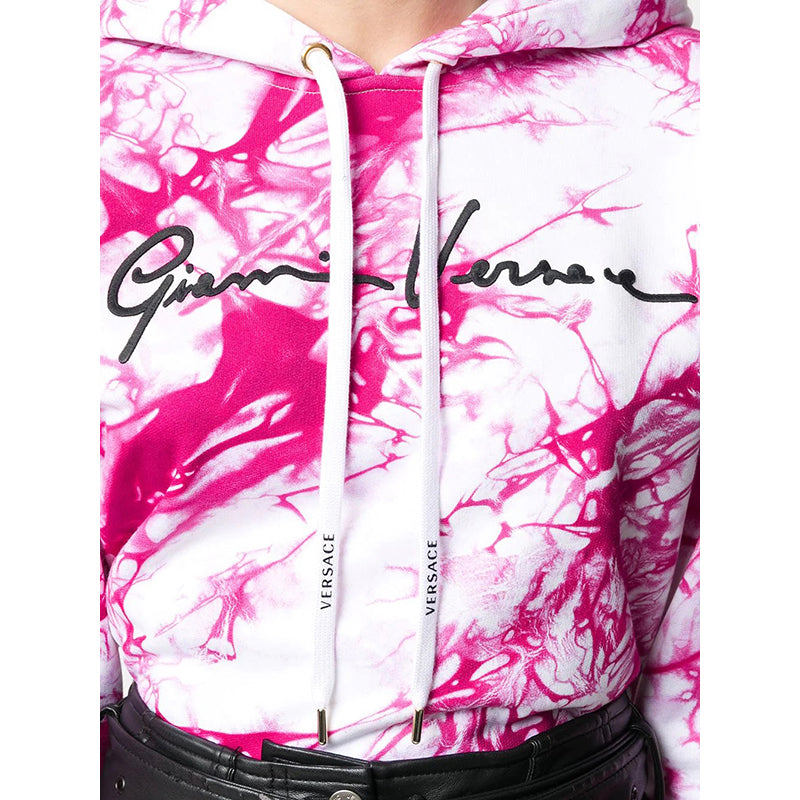 38 NEW $975 VERSACE RUNWAY Woman's PINK TIE DYE Cotton Shoulder Pad SWEATSHIRT