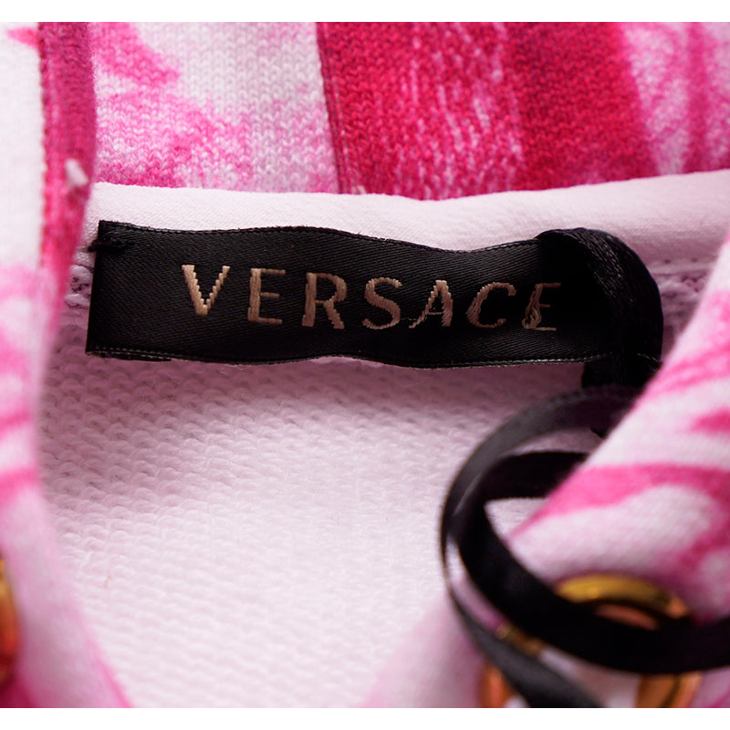 38 NEW $975 VERSACE RUNWAY Woman's PINK TIE DYE Cotton Shoulder Pad SWEATSHIRT