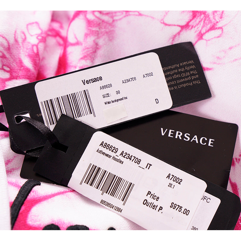38 NEW $975 VERSACE RUNWAY Woman's PINK TIE DYE Cotton Shoulder Pad SWEATSHIRT