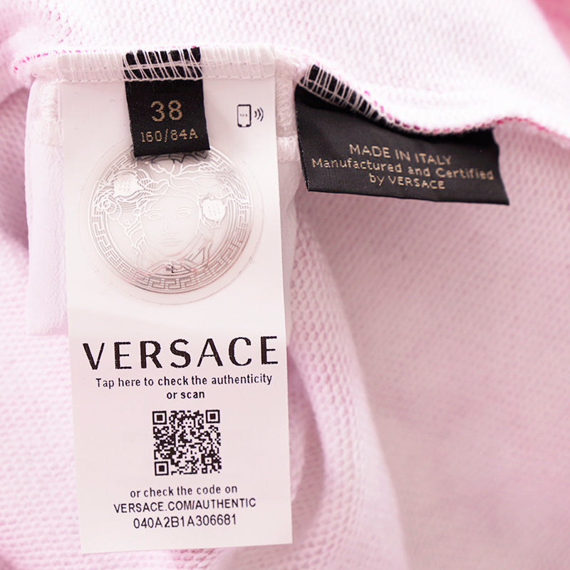 38 NEW $975 VERSACE RUNWAY Woman's PINK TIE DYE Cotton Shoulder Pad SWEATSHIRT