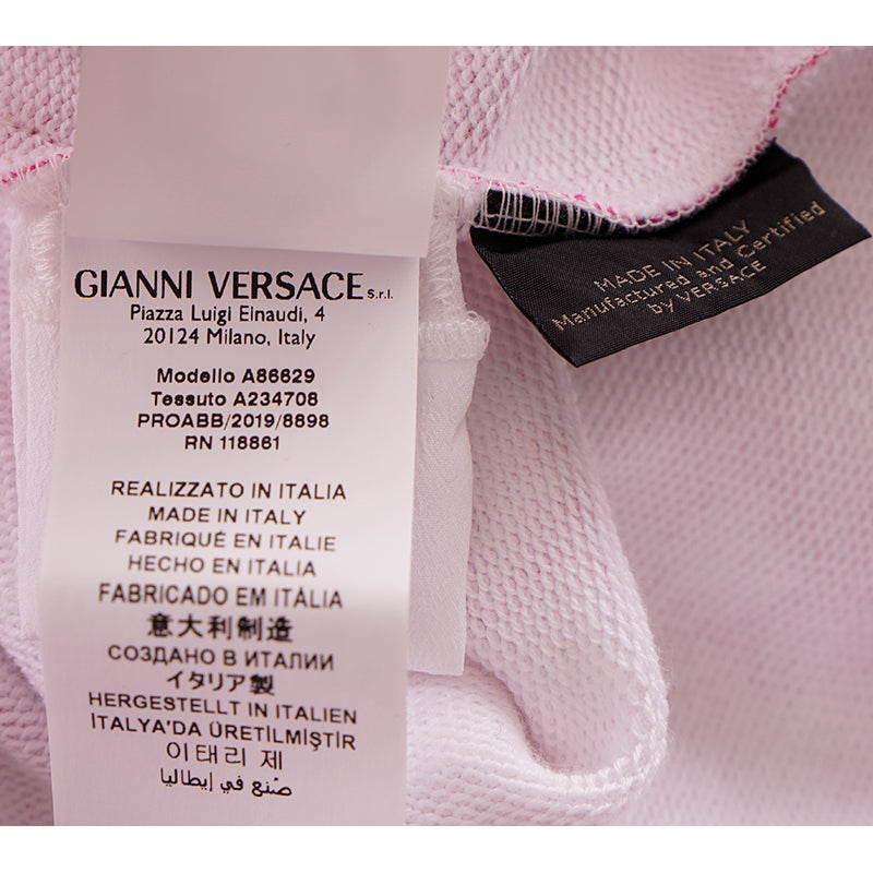 38 NEW $975 VERSACE RUNWAY Woman's PINK TIE DYE Cotton Shoulder Pad SWEATSHIRT