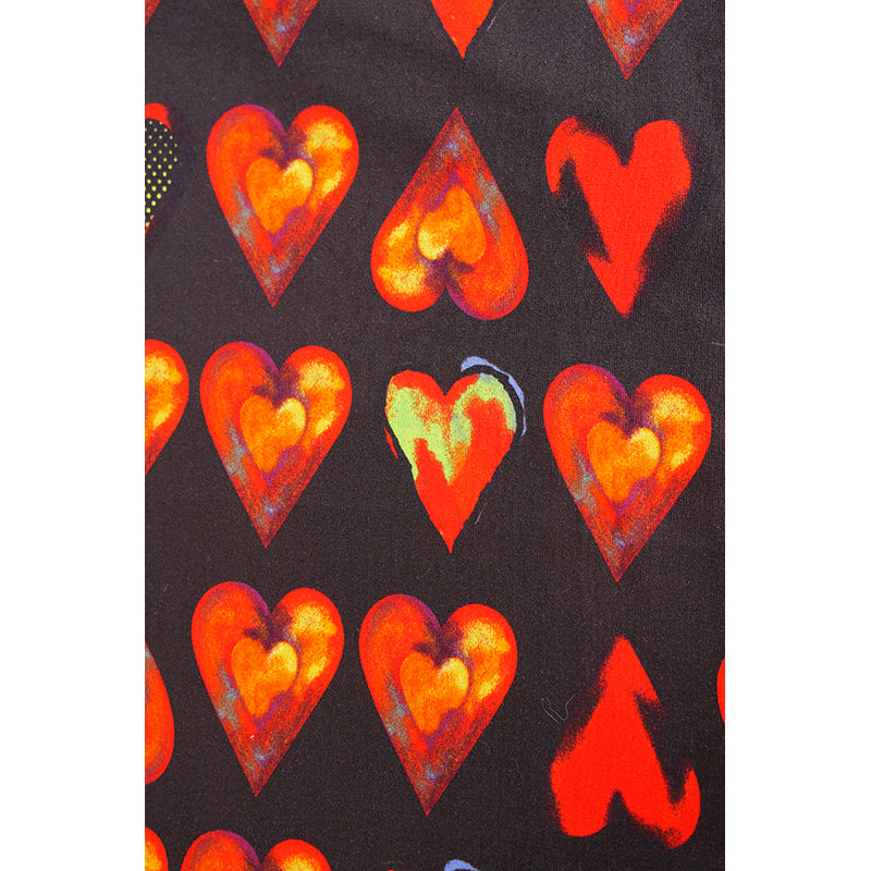 sz S NEW $650 VERSACE Mens Black 100% Cotton Red Heart RUNWAY Print Crew Neck T-SHIRT