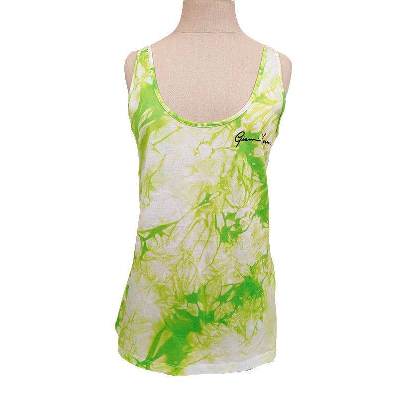 40 NEW $495 VERSACE RUNWAY Jungle Green LIME TIE DYE LOGO Sleeveless TANK TOP