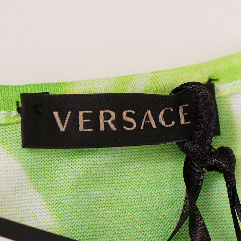 40 NEW $495 VERSACE RUNWAY Jungle Green LIME TIE DYE LOGO Sleeveless TANK TOP