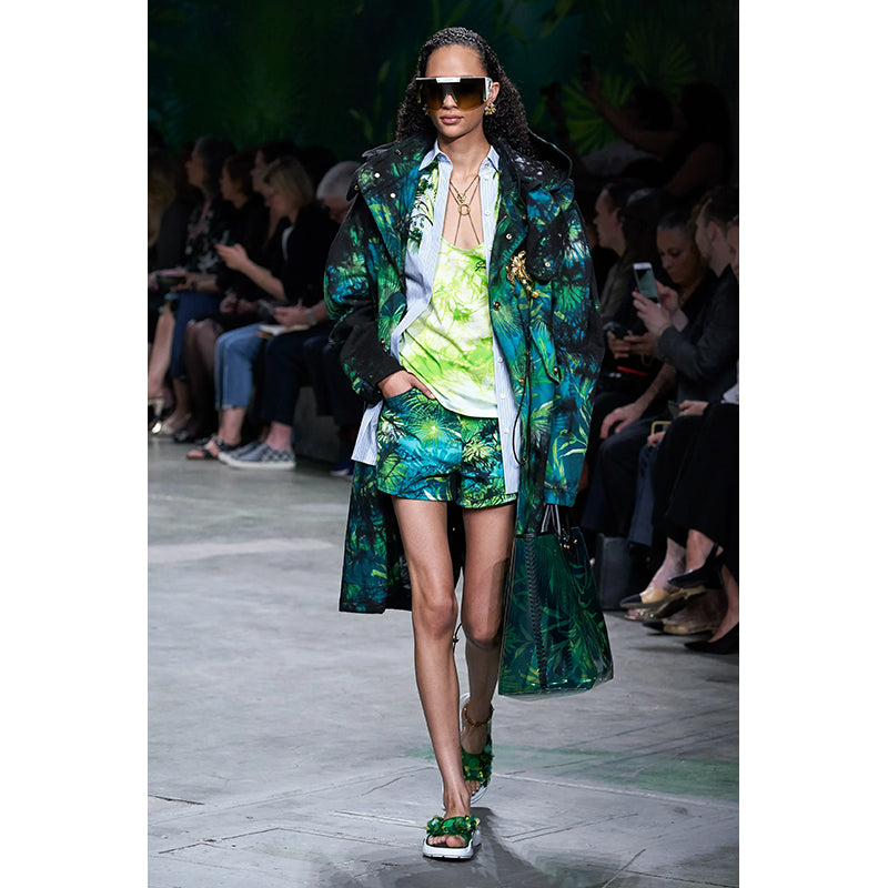40 NEW $495 VERSACE RUNWAY Jungle Green LIME TIE DYE LOGO Sleeveless TANK TOP