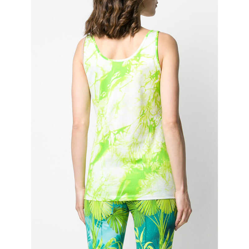40 NEW $495 VERSACE RUNWAY Jungle Green LIME TIE DYE LOGO Sleeveless TANK TOP