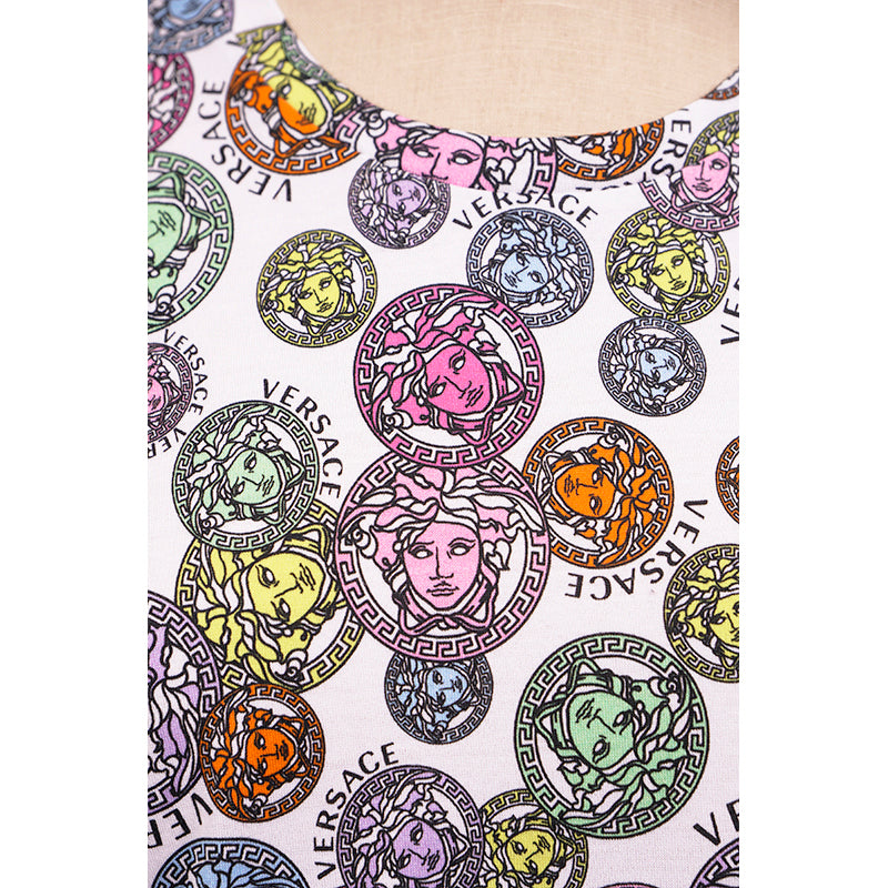 sz 38 NEW $690 VERSACE Woman's White AMPLIFIED MEDUSA LOGO PRINT T-Shirt Tee TOP