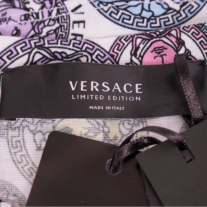 sz 38 NEW $690 VERSACE Woman's White AMPLIFIED MEDUSA LOGO PRINT T-Shirt Tee TOP
