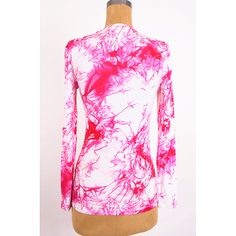 sz 42 NEW $675 VERSACE RUNWAY Pink TIE DYE Signature LOGO Jersey Soft KNIT TOP