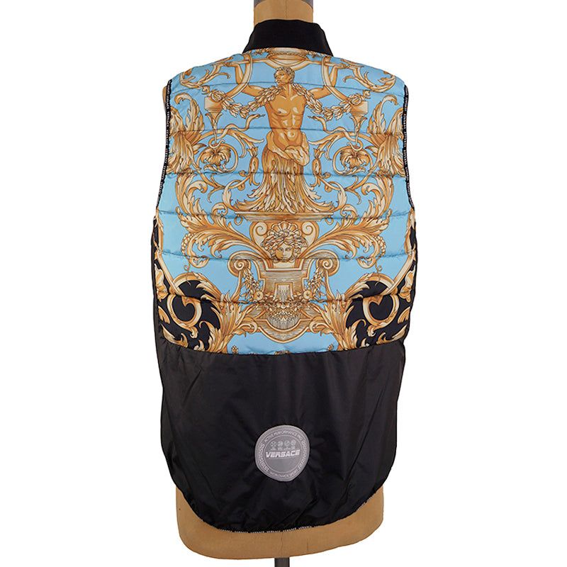 M & L NEW $1425 VERSACE Men's Black GOLD BAROQUE MEDUSA PRINT Sporty Quilted VEST