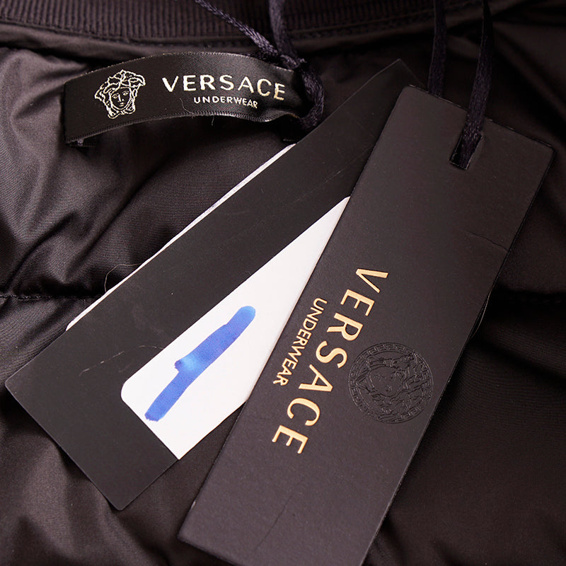 M & L NEW $1425 VERSACE Men's Black GOLD BAROQUE MEDUSA PRINT Sporty Quilted VEST