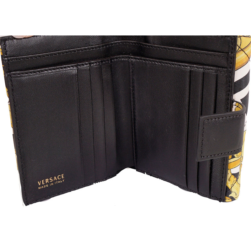 NEW $675 VERSACE Tribute Yellow SAVAGE BAROCCO Quilted Leather FRENCH WALLET NIB