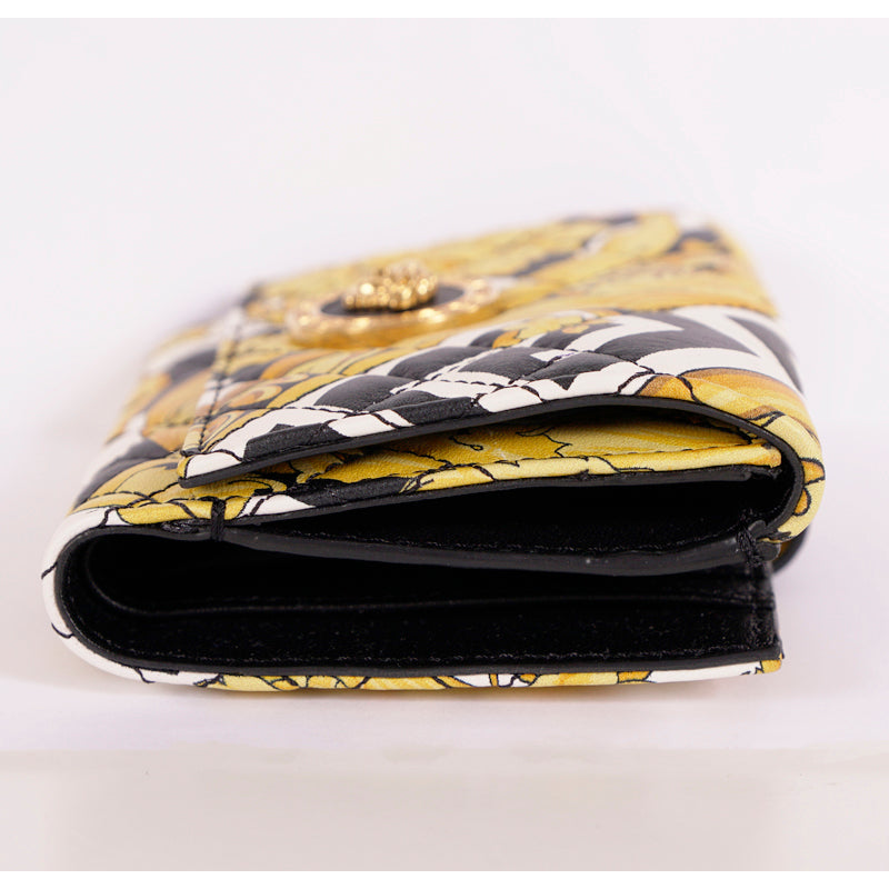 NEW $675 VERSACE Tribute Yellow SAVAGE BAROCCO Quilted Leather FRENCH WALLET NIB