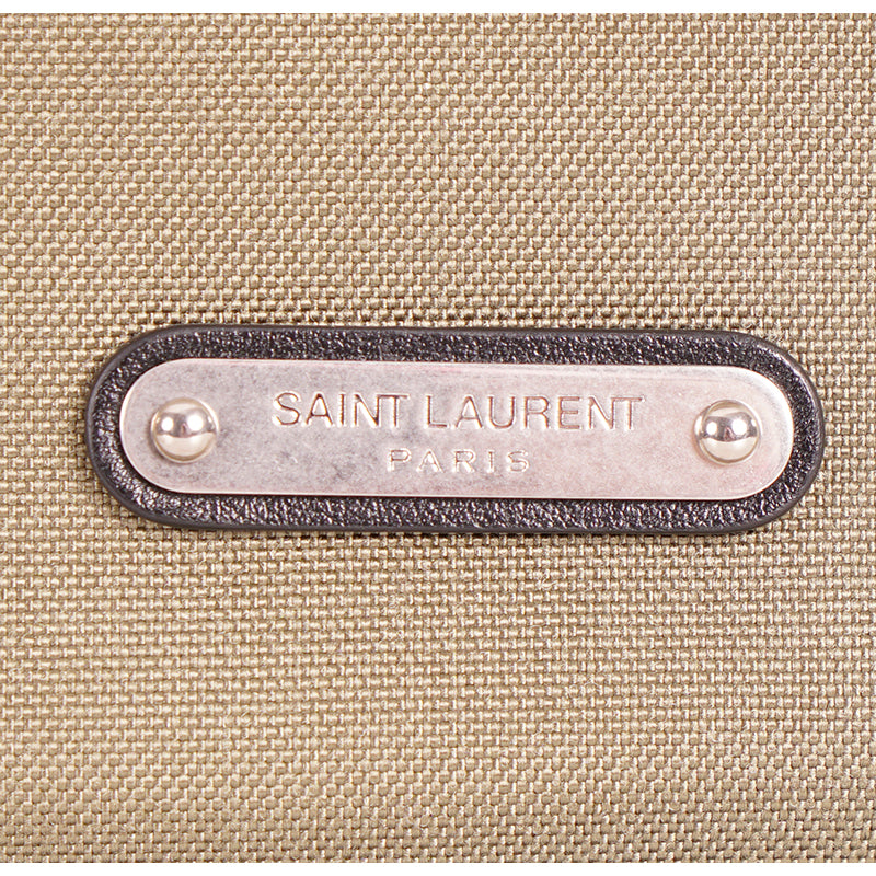 NEW $1090 SAINT LAURENT Army Khaki Green RIVINGTON Black Leather BACKPACK BAG