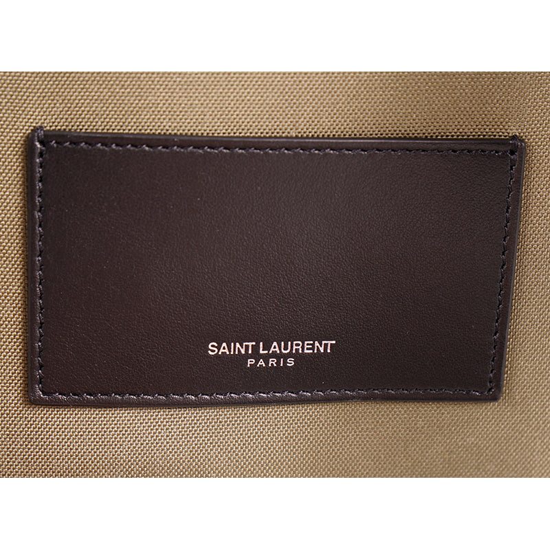 NEW $1090 SAINT LAURENT Army Khaki Green RIVINGTON Black Leather BACKPACK BAG