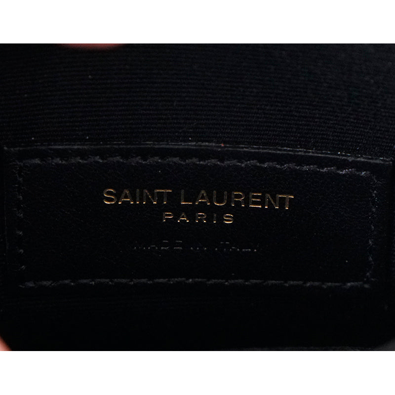 NEW $475 SAINT LAURENT Grain Leather YSL LOGO Matelassé Quilted ZIP POUCH BAG