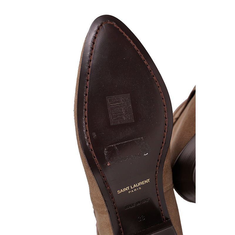 38 NEW $895 SAINT LAURENT Rustic Brown Suede Leather West Jodhpur 40 Ankle BOOTS