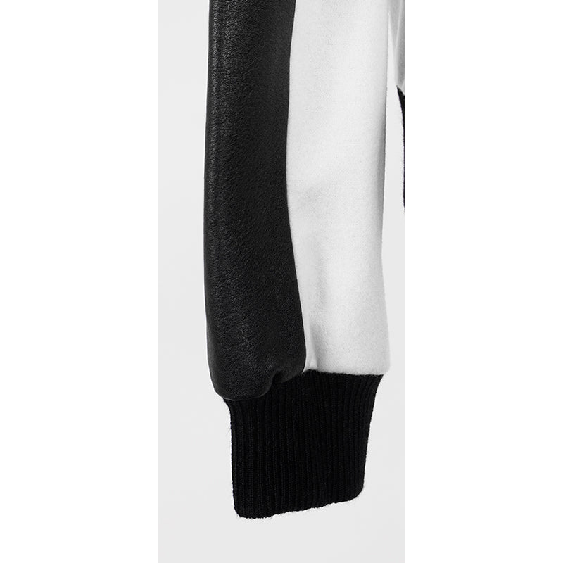 SZ 36 NEW $3,870 SAINT LAURENT Woman's HEAVEN LEATHER SLEEVE Bomber TEDDY JACKET