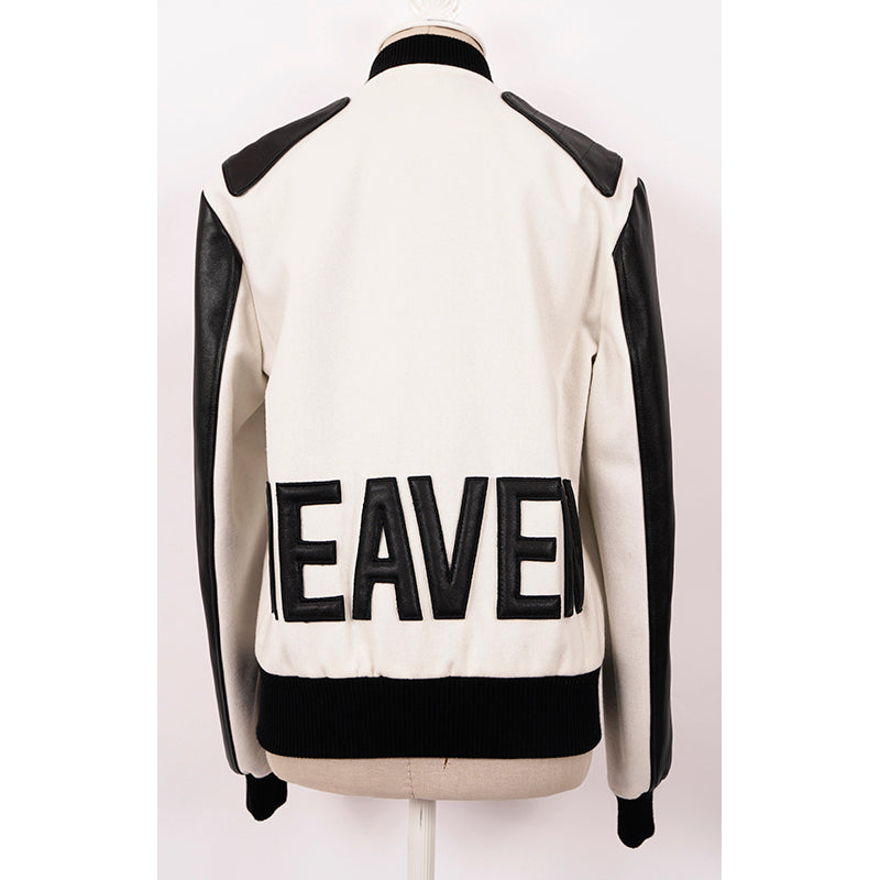 SZ 36 NEW $3,870 SAINT LAURENT Woman's HEAVEN LEATHER SLEEVE Bomber TEDDY JACKET