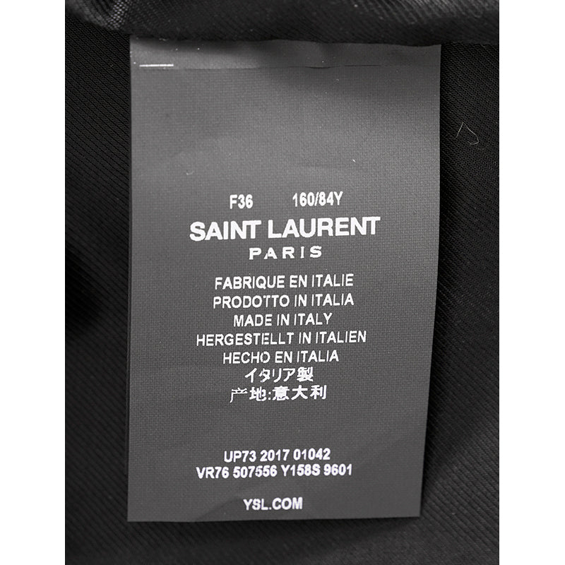 SZ 36 NEW $3,870 SAINT LAURENT Woman's HEAVEN LEATHER SLEEVE Bomber TEDDY JACKET
