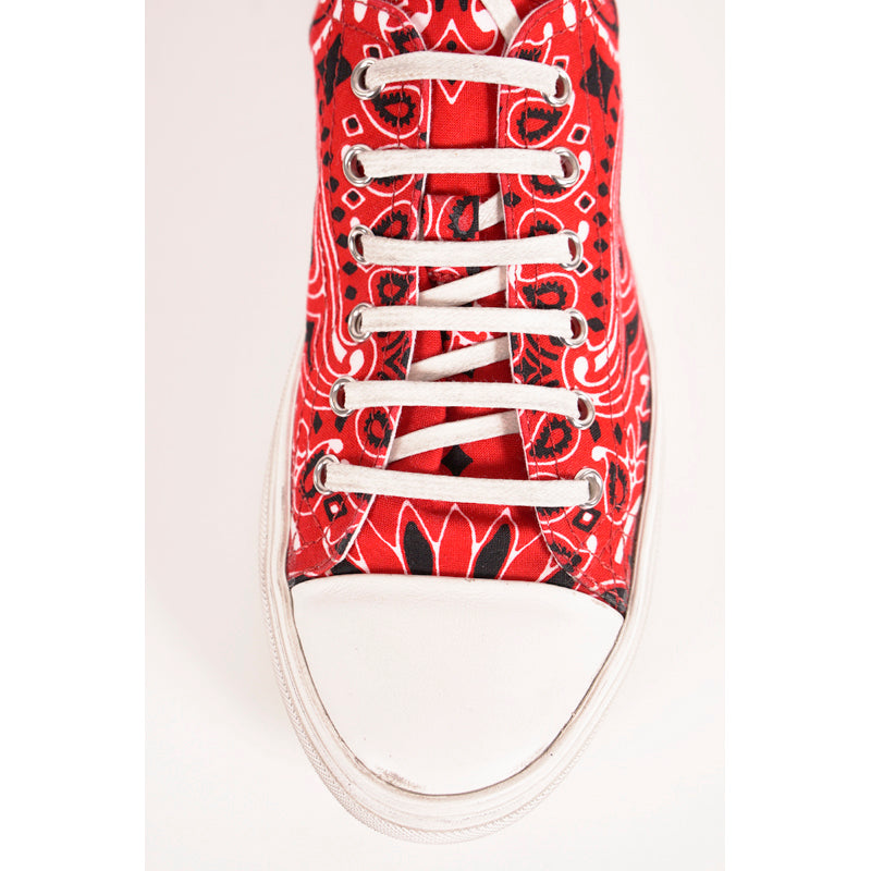 sz 37 NEW $545 SAINT LAURENT Woman's Red Bandana Print BEDFORD LOW TOP SNEAKERS