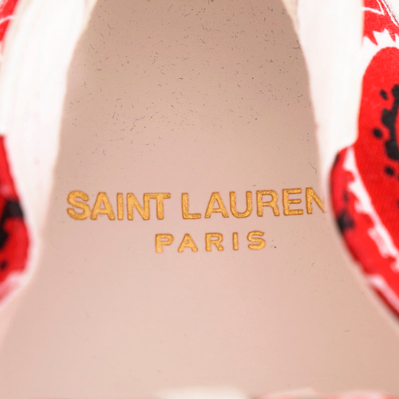 sz 37 NEW $545 SAINT LAURENT Woman's Red Bandana Print BEDFORD LOW TOP SNEAKERS