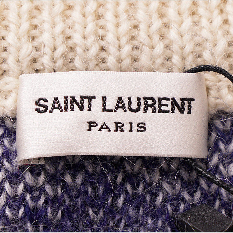XS NEW $1290 SAINT LAURENT Wool Knit Jacquard AMERICAN Stars Striped Top SWEATER