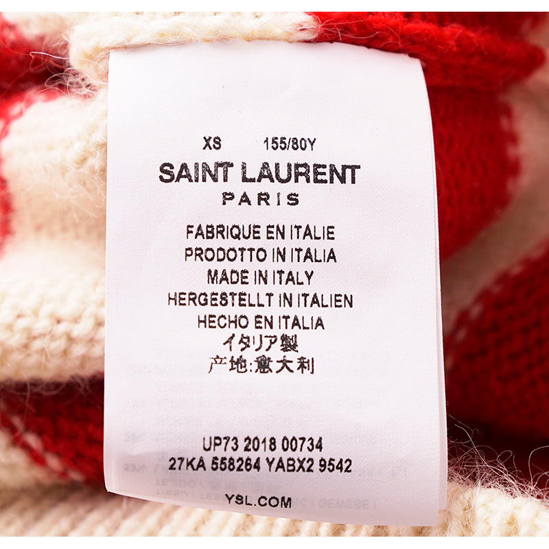 XS NEW $1290 SAINT LAURENT Wool Knit Jacquard AMERICAN Stars Striped Top SWEATER
