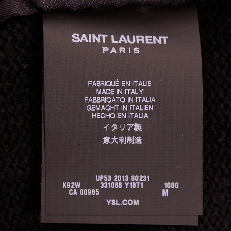 sz M NEW $1,790 SAINT LAURENT Men's Black LEATHER & Wool Cashmere Knit SWEATER