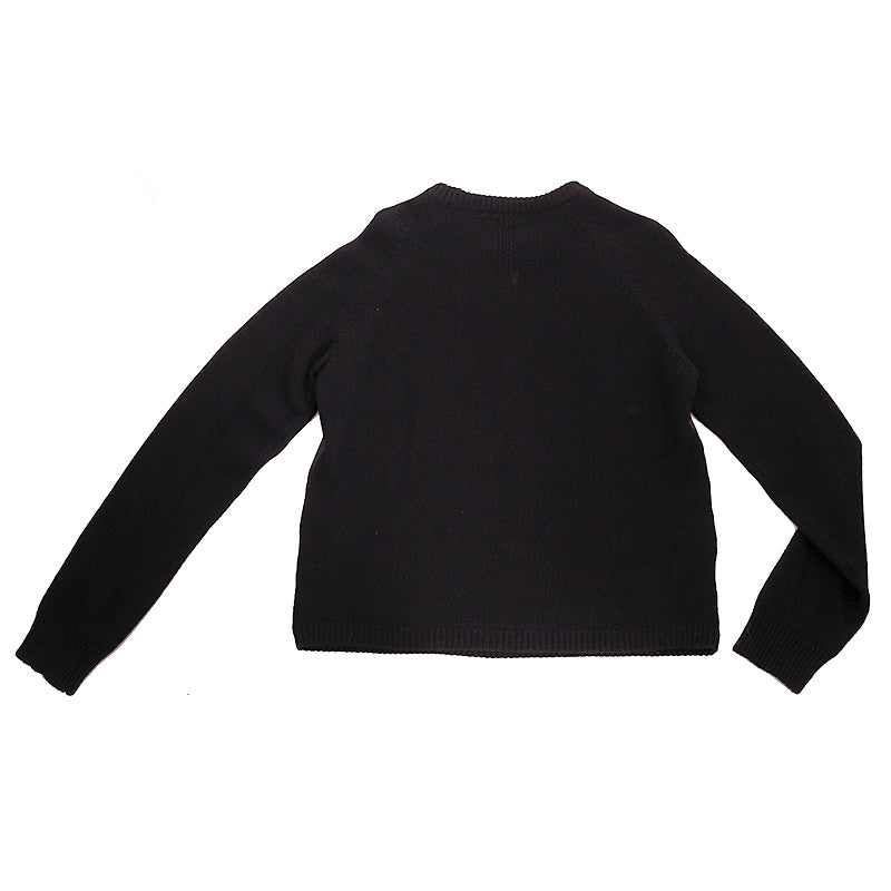 sz M NEW $1,790 SAINT LAURENT Men's Black LEATHER & Wool Cashmere Knit SWEATER