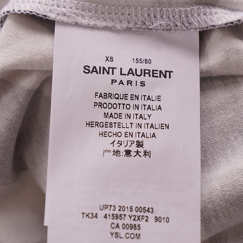 sz XS NEW $850 SAINT LAURENT White BLACK ZEBRA FACE & PRINT Cotton T-Shirt TOP