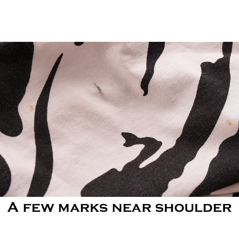 sz XS NEW $850 SAINT LAURENT White BLACK ZEBRA FACE & PRINT Cotton T-Shirt TOP
