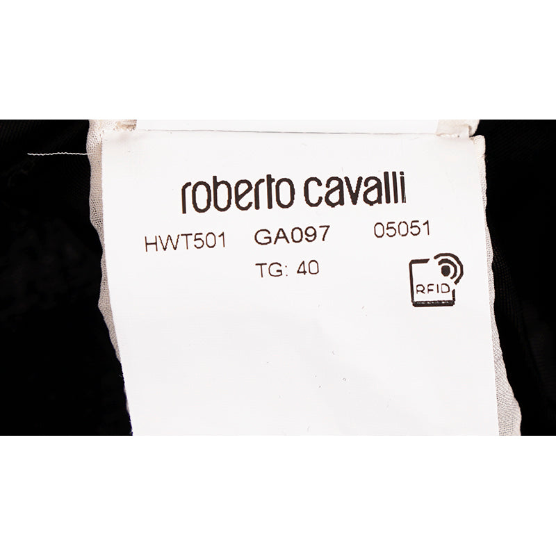 SZ 40 4 NEW $3,850 ROBERTO CAVALLI Runway Long Black DAMASK Striped Wool COAT