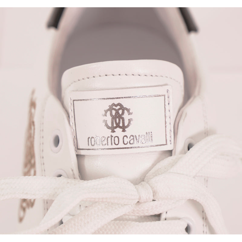 SZ 45 US 12 NEW $425 ROBERTO CAVALLI Mens White GOLD RC LOGO Low Top SNEAKERS