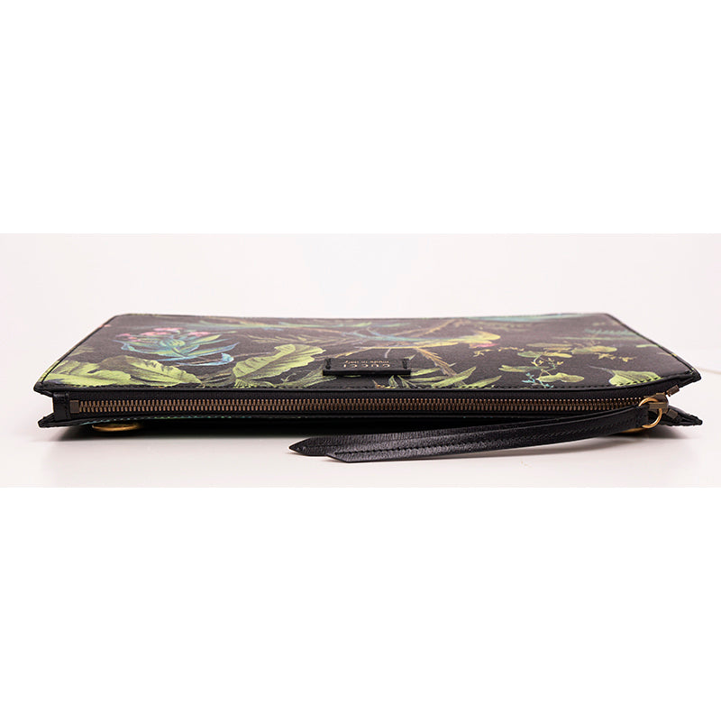 NEW $1,890 GUCCI Black Leather TROPICAL BIRD PRINT CAPSULE Crossbody Strap BAG
