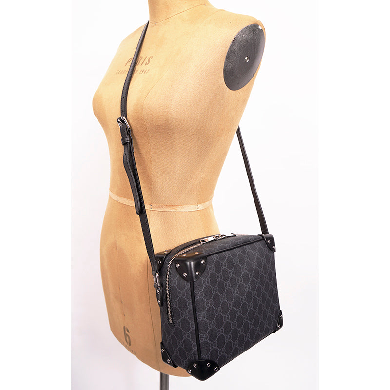 NEW $1,900 GUCCI Black Grey GG Supreme Monogram SQUARE Shoulder/Crossbody BAG