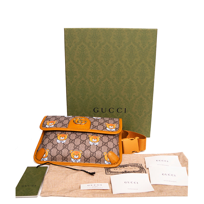 NEW GUCCI KAI COLLECTION Bear MARMONT Supreme Canvas GG LOGO 2-WAY BELT BAG NIB