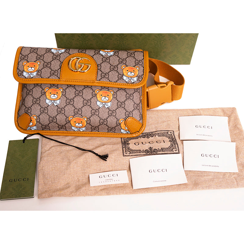 NEW GUCCI KAI COLLECTION Bear MARMONT Supreme Canvas GG LOGO 2-WAY BELT BAG NIB