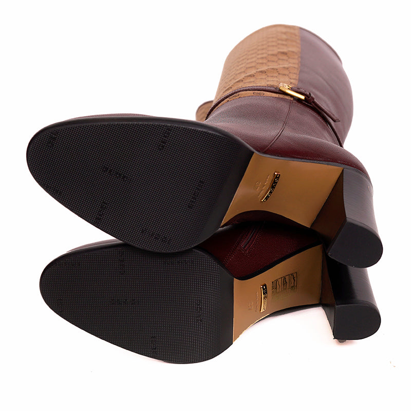 37 NEW $1590 GUCCI Micro GG Canvas Bordeaux Leather FINN KNEE RIDING BOOTS NIB