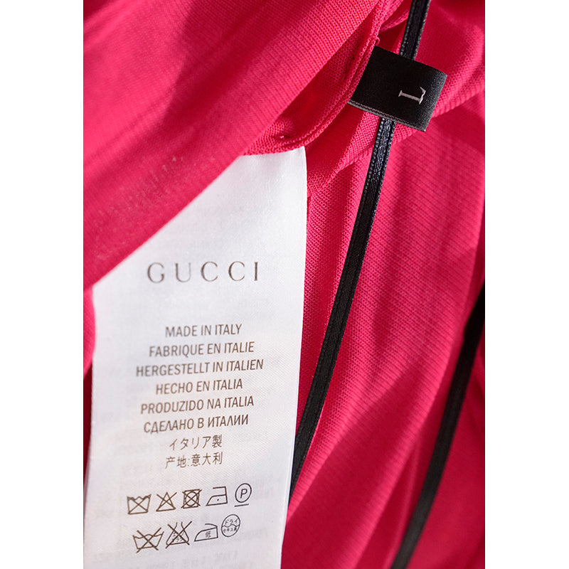 XS & L NEW $2500 GUCCI Pink PLISSE' Jersey BLACK SHEER LACE KEYHOLE BACK Sexy DRESS