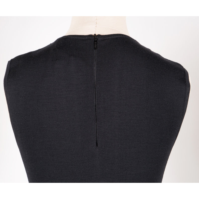 SZ M NEW $2100 GUCCI Black 100% WOOL KNIT PYTHON Snakeskin Trim FITTED DRESS NWT