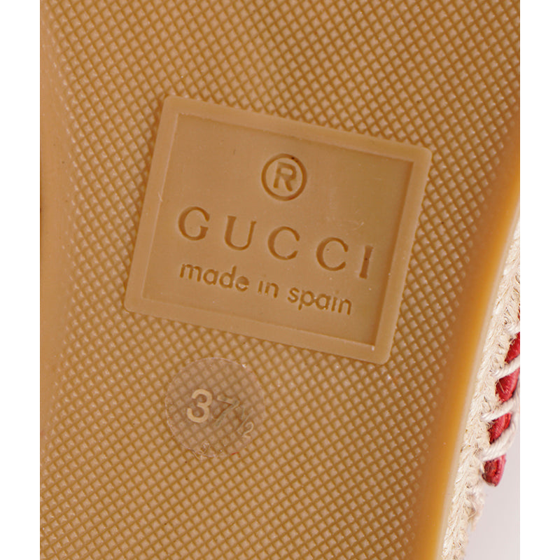 37.5 NEW $650 GUCCI Red Leather Matelassé GG MARMONT Espadrille SUMMER FLATS NIB