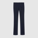 36 NEW $890 GUCCI Navy RED PINSTRIPE Wool Cotton Fall SKINNY FLARE TROUSER PANTS