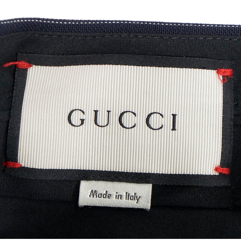 36 NEW $890 GUCCI Navy RED PINSTRIPE Wool Cotton Fall SKINNY FLARE TROUSER PANTS