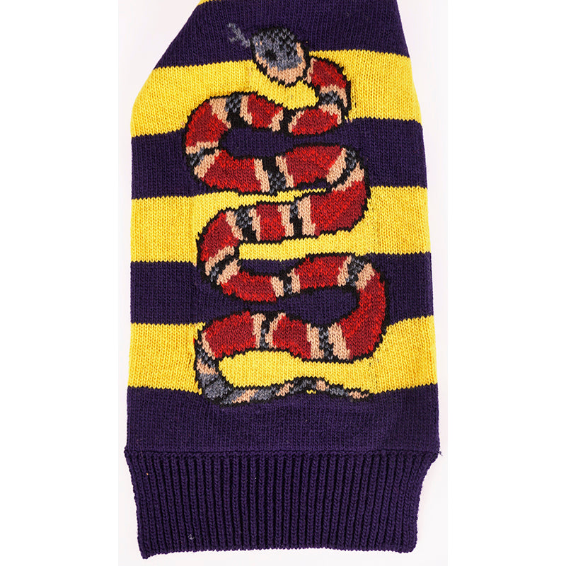NEW $810 GUCCI Men's Unisex Yellow and Navy Striped Wool Long Scarf With Snake Logo
