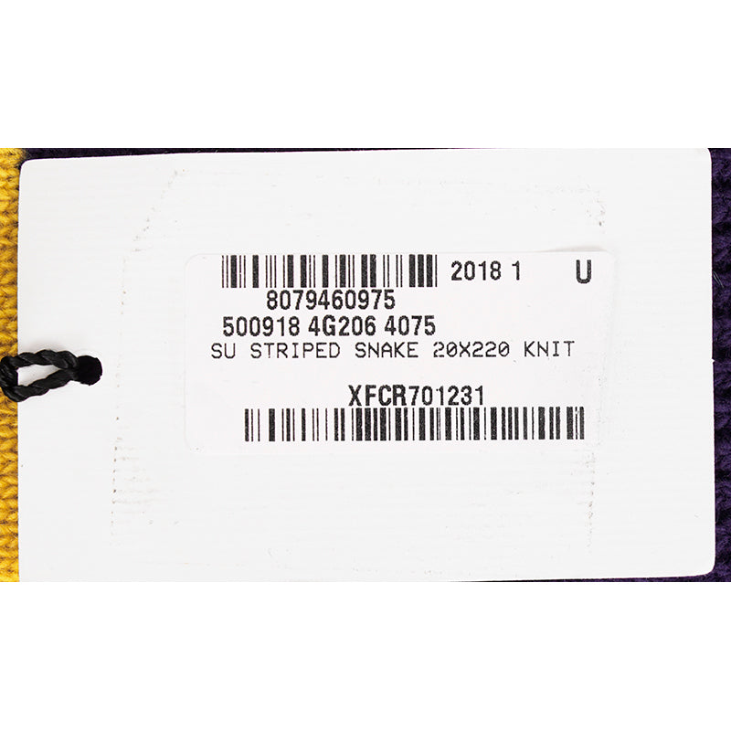 NEW $810 GUCCI Men's Unisex Yellow and Navy Striped Wool Long Scarf With Snake Logo