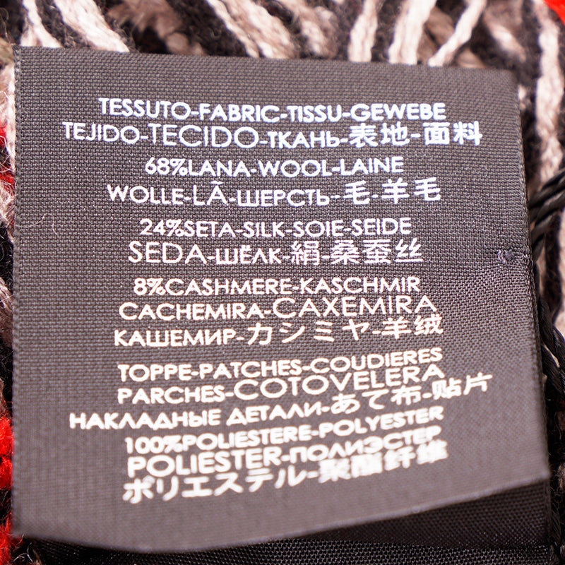 NEW $690 GUCCI Unisex Fringed Houndstooth Wool, Silk, Cashmere Logo Patch Scarf