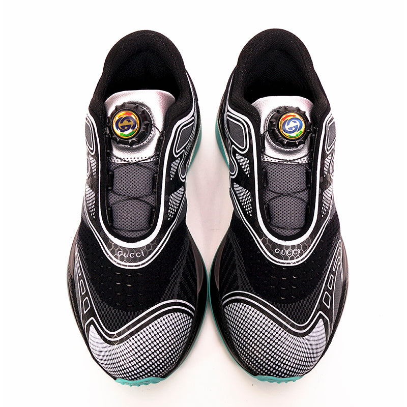 sz 37 NEW $890 GUCCI Woman's Black Gray ULTRAPACE R Trainer GG Logo SNEAKERS NIB